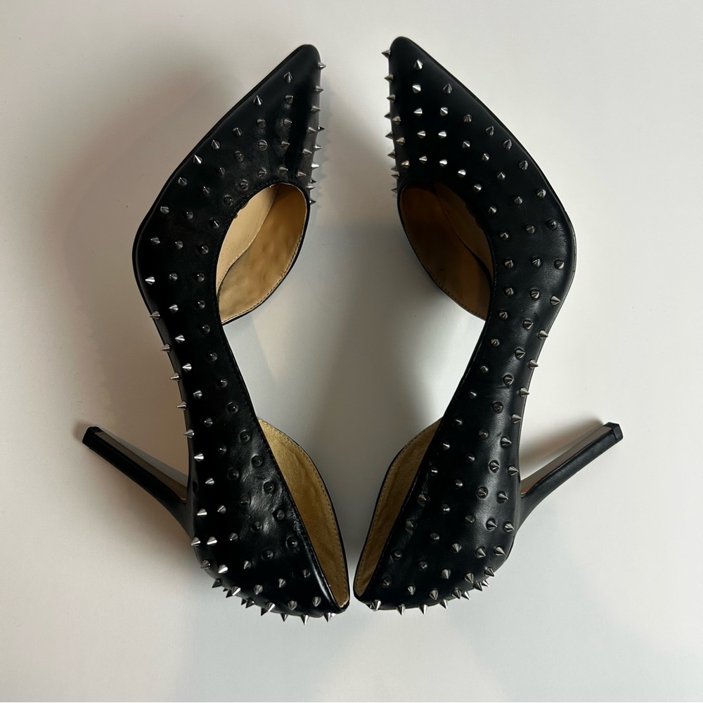 Sam Edelman Hadlee d'orsay pumps black leather with silver tone spike studs 11 - Picture 8 of 13